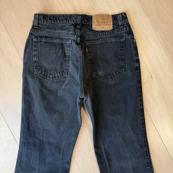Vintage Levis 517 Jeans 30 Black 80s Dark Wash Denim Made in USA Boot Cut 0217